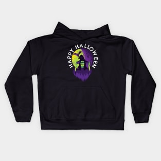 Happy Halloween Witch in the Full Moon Kids Hoodie